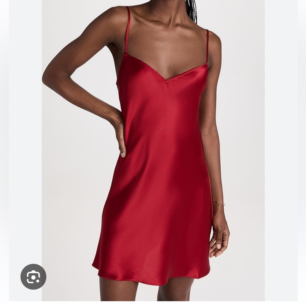 Staud Lydia Ruby Red Slip Dress